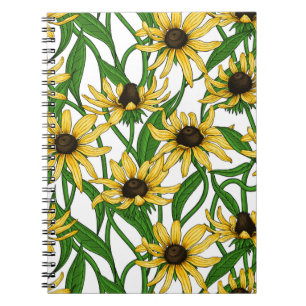 Carnet Rudbekia jaune sur blanc