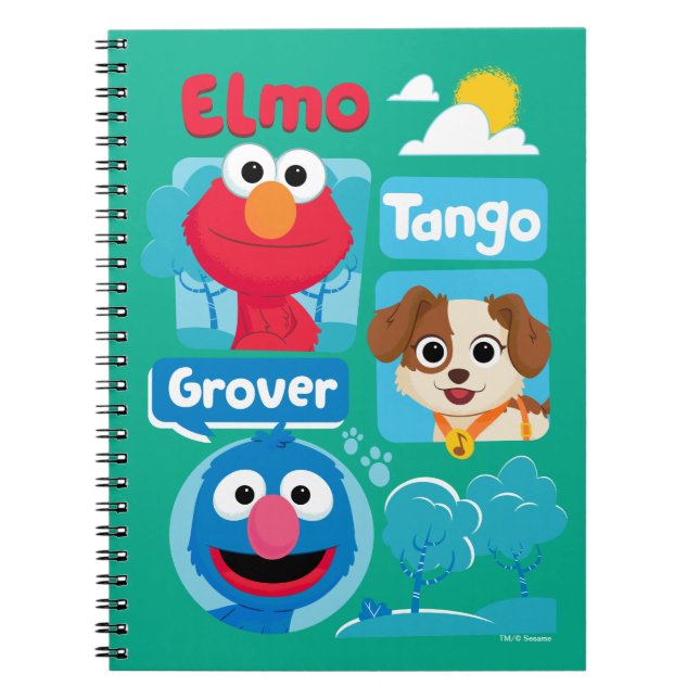 Carnet Rue Sésame | Graphisme du parc d'Elmo, Tango et Gr (Devant)