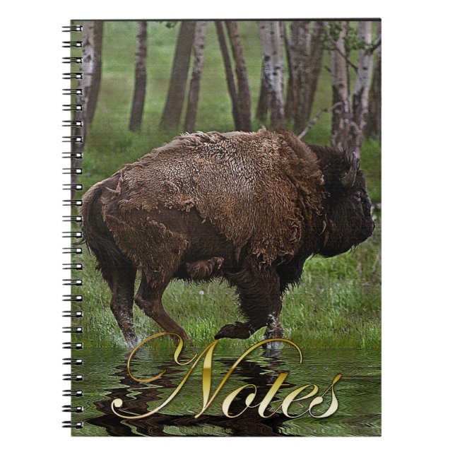 Carnet Running Buffalo & Forest, Bison-lover's Design (Devant)