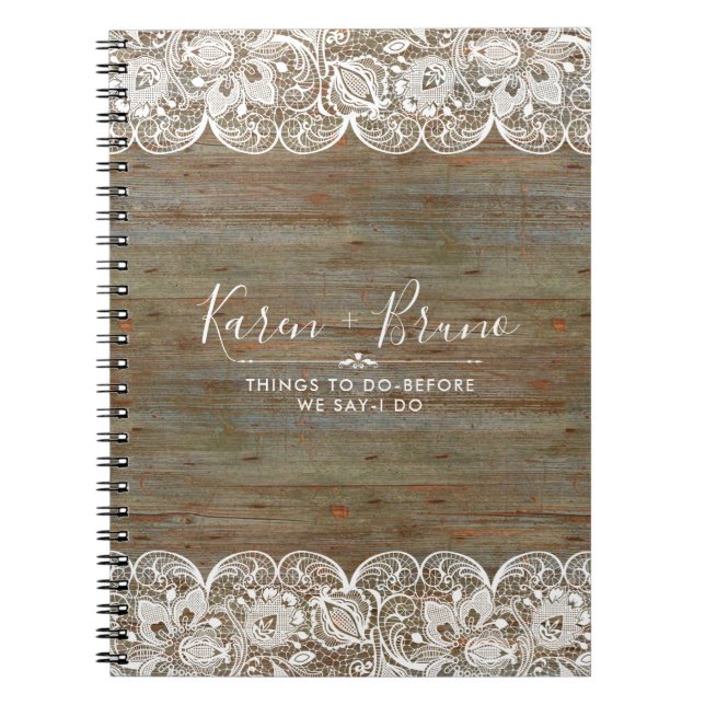 Carnet Russe Faux Bois & Dentelle Blanche (Devant)