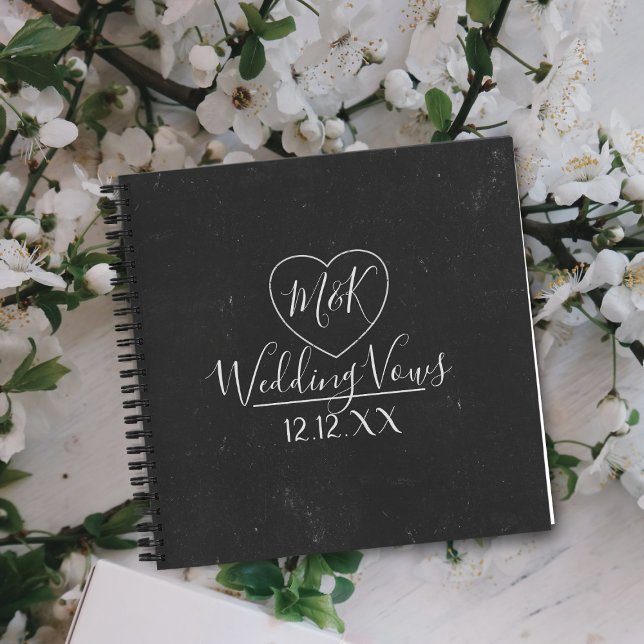 Carnet Russe Faux Chalkboard Mariage Vows Couples (Just add your initials and wedding date!)