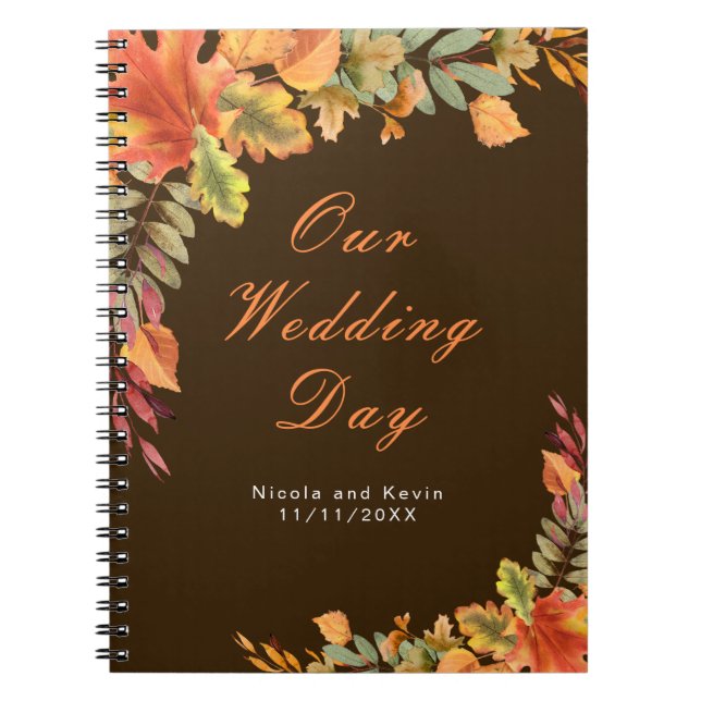 Carnet Rustic Autumn Fall Leaves Wedding planner (Devant)