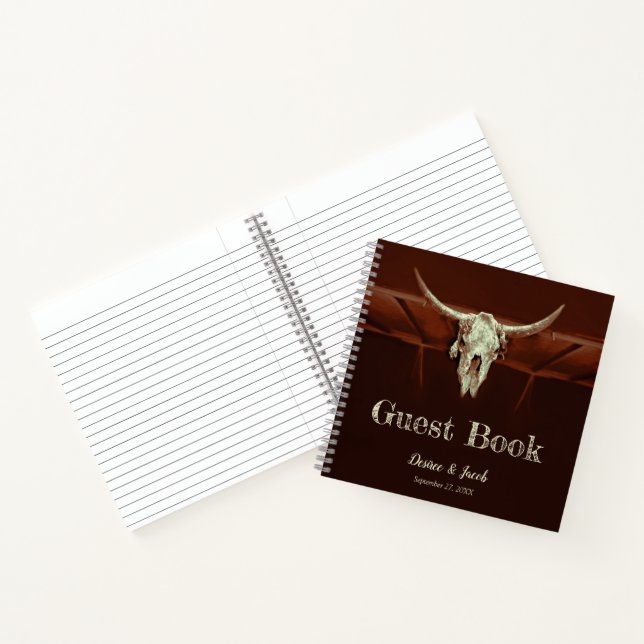 Carnet Rustic Bull Skull Mariage Western Brown Pays (Intérieur)
