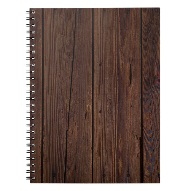 Carnet Rustic Dark Brown Wood Wooden Fence Country Style (Devant)