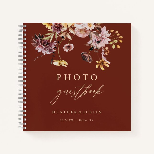 Carnet Rustic Fall Floral Mariage Photo Guestbook (Devant)
