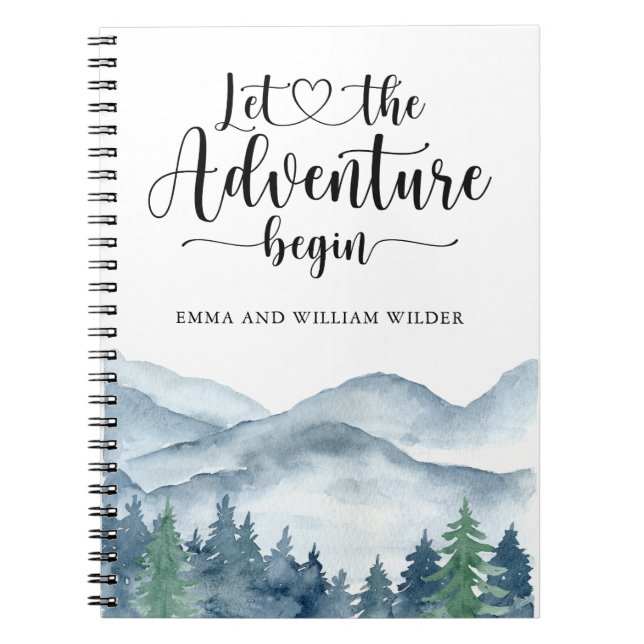 Carnet Rustic Forest Adventure Mountains Nouveaux mariés (Devant)