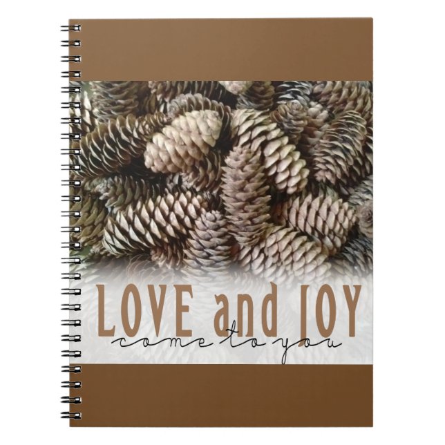 Carnet Rustic Holiday Love and Joy Pine Cone (Devant)