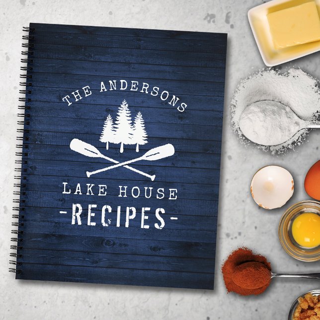 Carnet Rustic Lake House Bateau Oars Trees Blue Wood Rece (Several sizes and inside page designs to choose from)