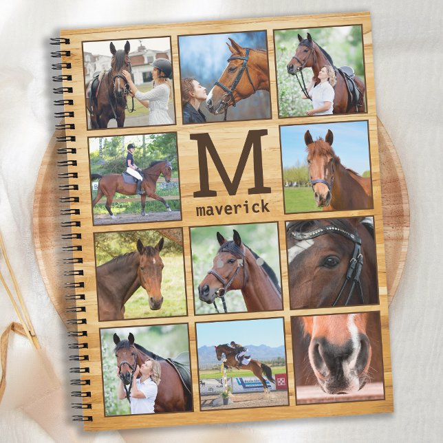 Carnet Rustic Personalized Horse Monogram Photo Collage (Créateur téléchargé)