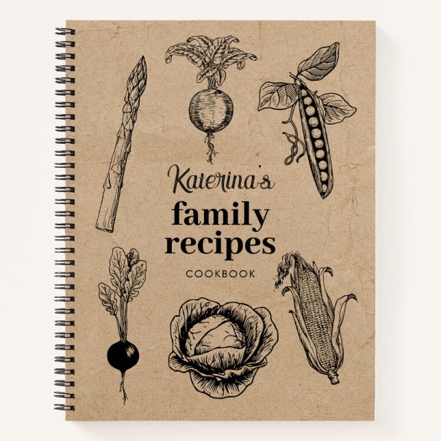 Carnet Rustic Vintage Illustration Doodles Recette (Devant)