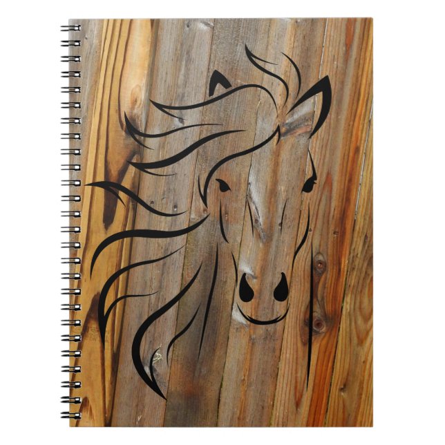 Carnet Rustic Wood And Wild Horses (Devant)