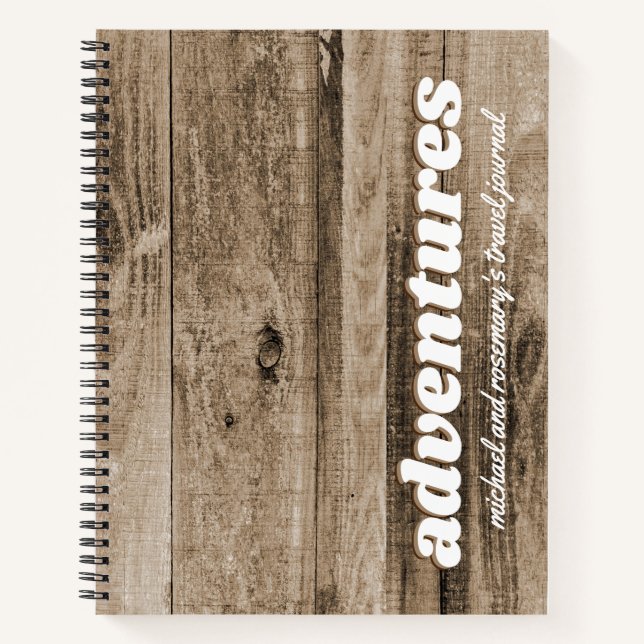 Carnet Rustic Wood Camping Aventure Voyage personnalisé (Devant)