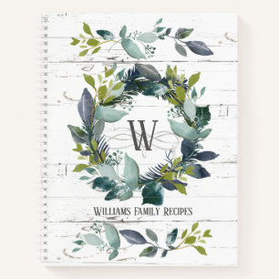 Carnet Rustique Aquarelle Laurel Wreath Monogramme Recett
