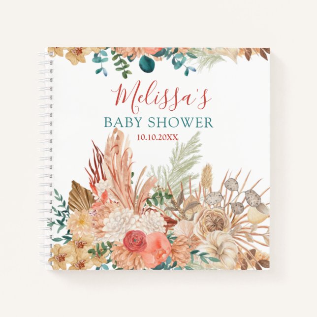 Carnet Rustique Boho Floral Baby shower Invité (Devant)