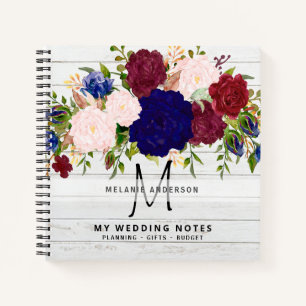 Carnet Rustique Burgundy Bleu rose Mariage Floral Planifi