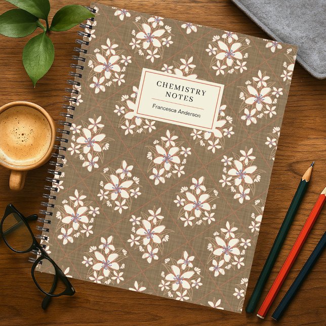 Carnet Rustique Floral Texturé Étudiant Personnalisé  (Créateur téléchargé)