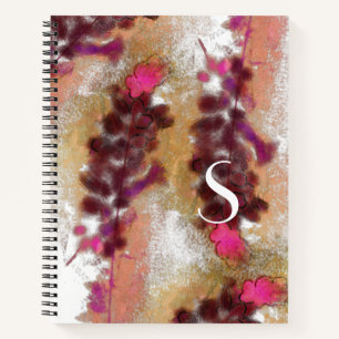 Carnet rustique Lavander d'automne Fleurs de peinture Mot