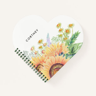 Carnet Rustique Tournesols de campagne Cadeau personnal