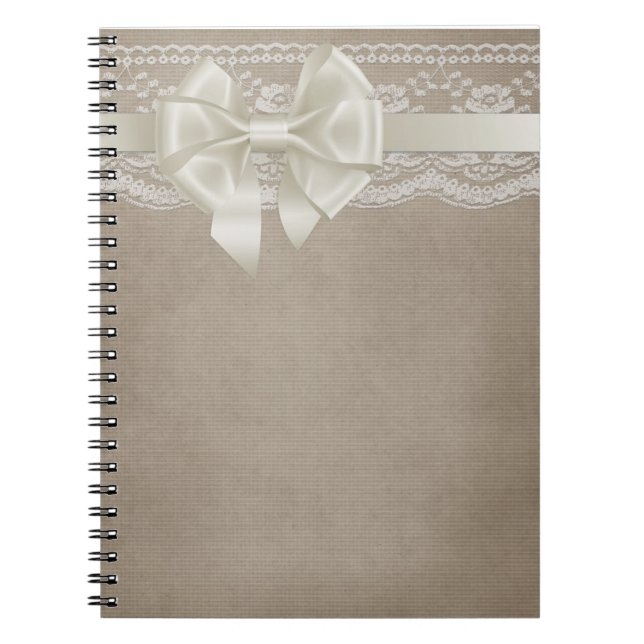 Carnet Rustique Vintage Burlap & Dentelle (Devant)
