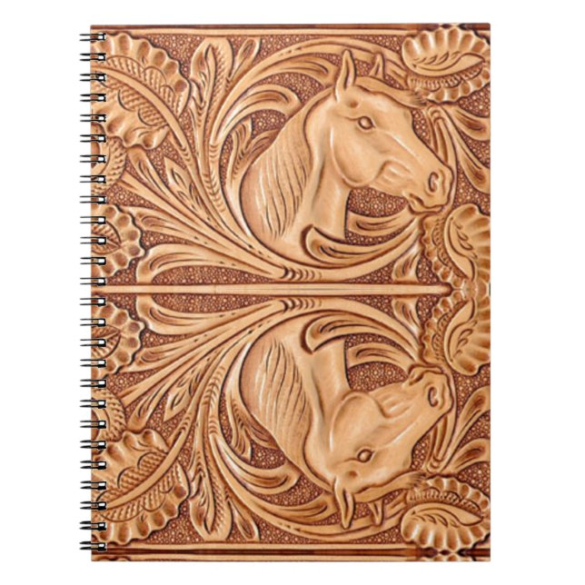 Carnet rustique western country cuir cheval équestre (Devant)