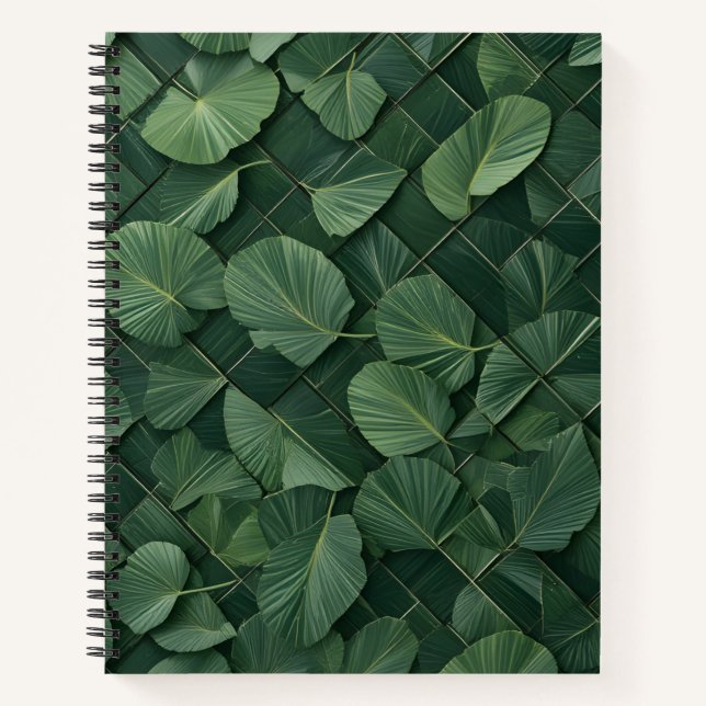 Carnet Rythme verdoyant : Grille de feuilles tropicales (Devant)