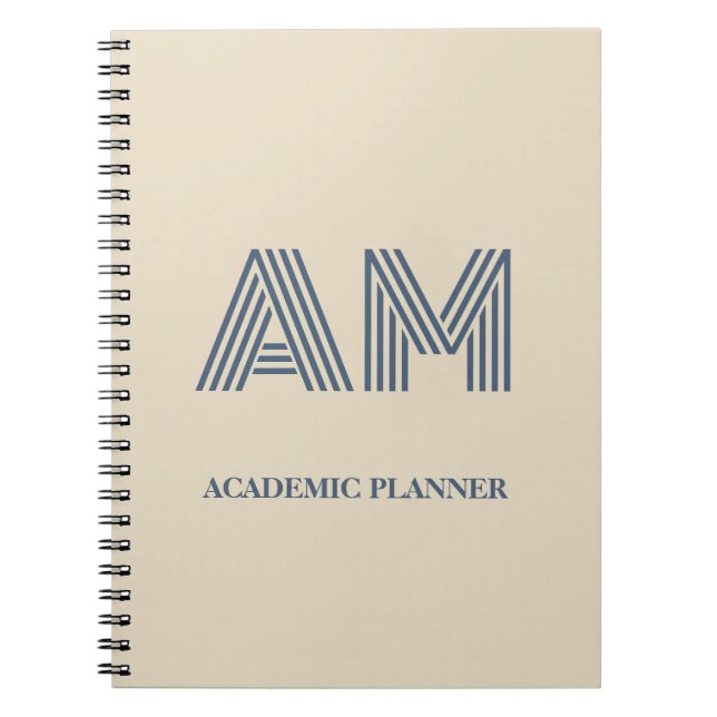 Carnet Sable de plage personnalisé avec monogramme bleu m (Devant)