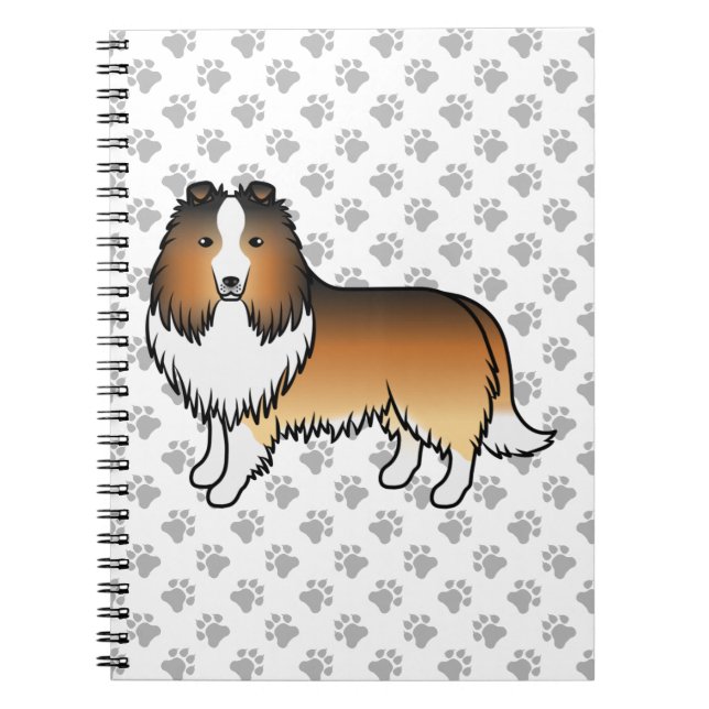 Carnet Sable Shetland Sheepdog Cartoon Chien et pattes (Devant)