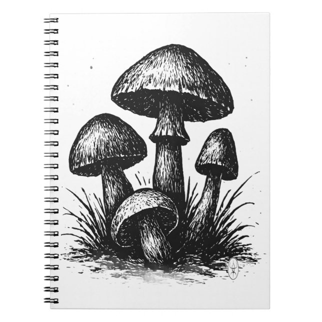 Carnet Sac à Tote de grappe de champignons dessinés à l'e (Devant)