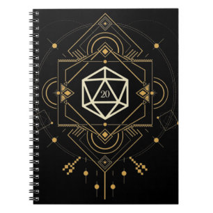 Carnet Sacred D20 dés minimaliste géométrie Tablette RPG