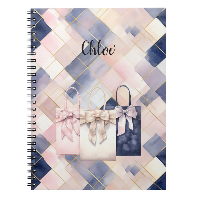 Carnet Sacs Cadeaux Bleu Rose Chic Français (Devant)