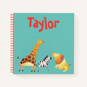 Carnet Safari Animaux Arrière - plan bleu