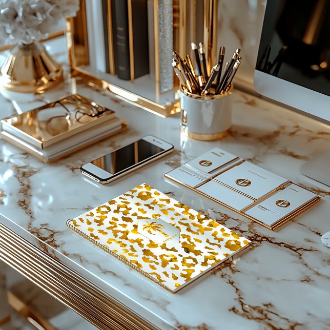 Carnet Safari Chic Luxe Gold & White Poster de animal (Stylish Luxe Business  Notebook. Available in Glossy Paper or Matte Hard Cover )