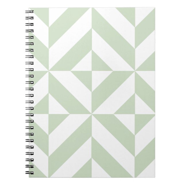 Carnet Sage Green Geometric Deco Cube Pattern (Devant)