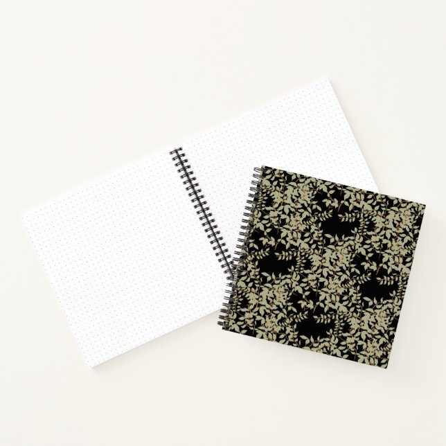 Carnet Sage Green Jasmine Feuilles sur Black Sketbook (Intérieur)