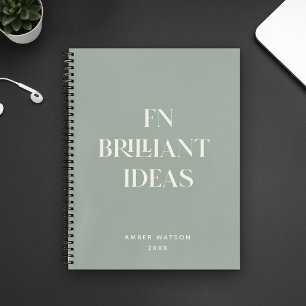 Carnet Sage moderne Nom personnalisé brillant Idées Plani