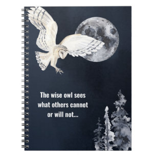 Carnet Sage Owl Pleine lune d'argent Motivationnel dire