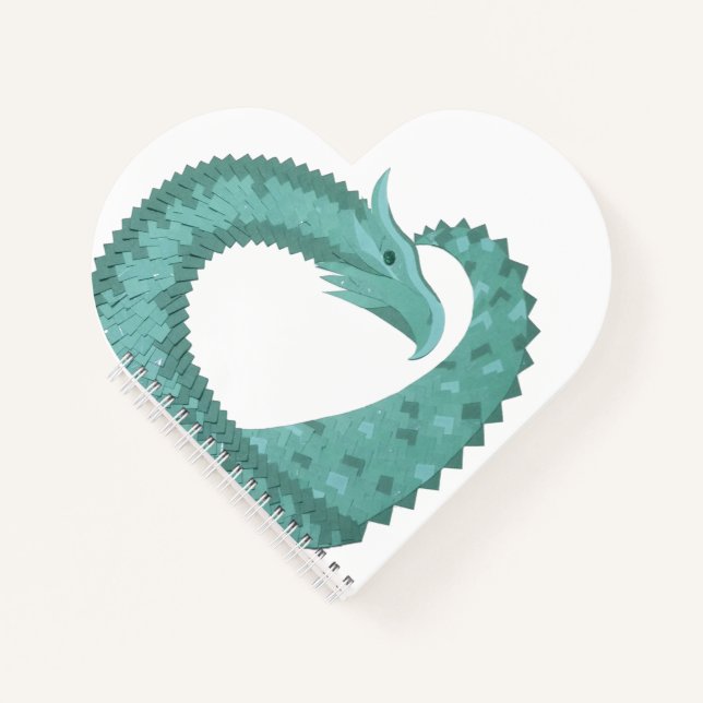 Carnet Sage vert coeur dragon sur blanc (Devant)