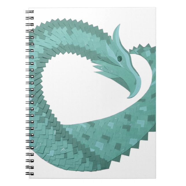 Carnet Sage vert coeur dragon sur blanc (Devant)
