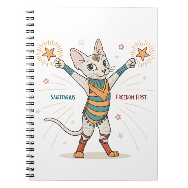 Carnet Sagittaire Art de Chat de Liberté Avant Tout (Devant)