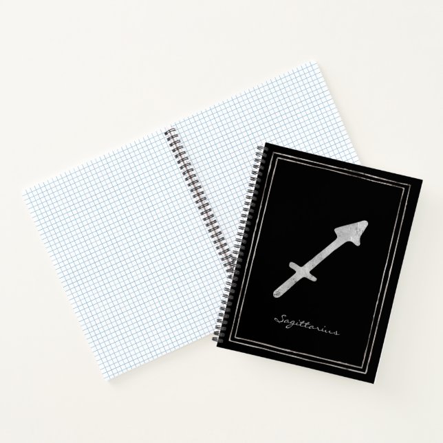 Carnet Sagittaire martelé argent stylisé astrologie non (Intérieur)