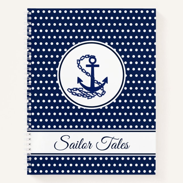 Carnet "Sailor Tales" Texte Modèle Maritime Style Ancre (Devant)