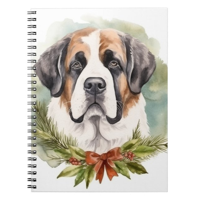Carnet Saint Bernard Christmas Wreath Festive Pup (Devant)