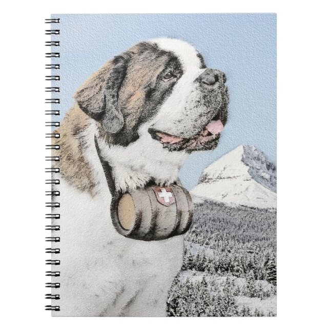 Carnet Saint Bernard Painting - Cute Original Dog Art (Devant)