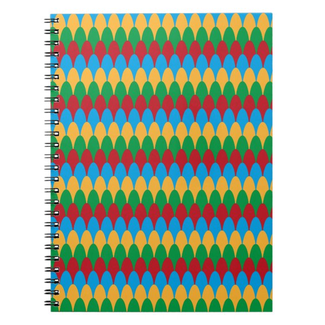 Carnet Saint-Jacques géométriques jaune bleu vert et roug (Devant)