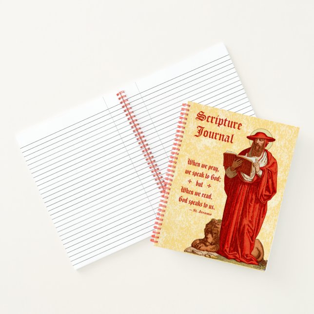 Carnet Saint Jérôme en cardinal avec Lion (P 004) Écritur (Intérieur)