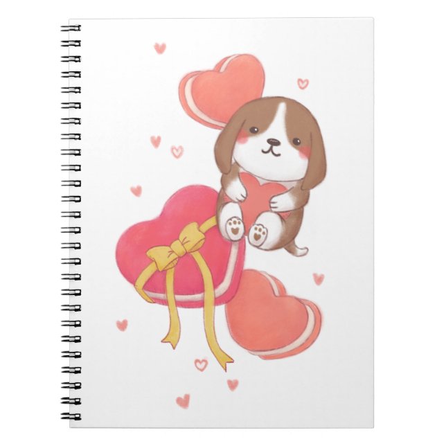 Carnet Saint Valentin : Beagle & Macarons (Devant)