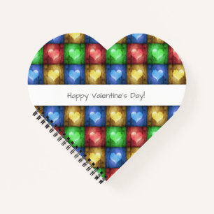 Carnet Saint Valentin coloré Coeurs rustiques