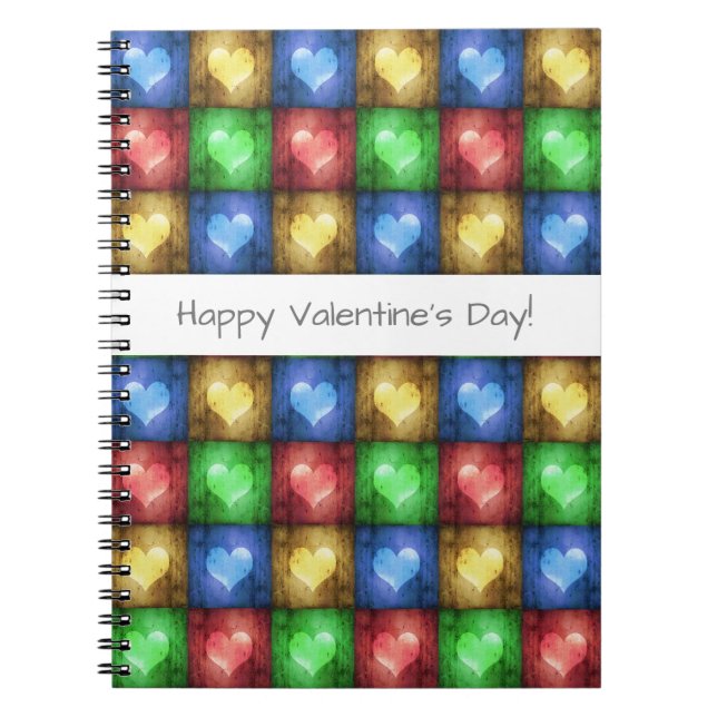 Carnet Saint Valentin coloré Coeurs rustiques (Devant)