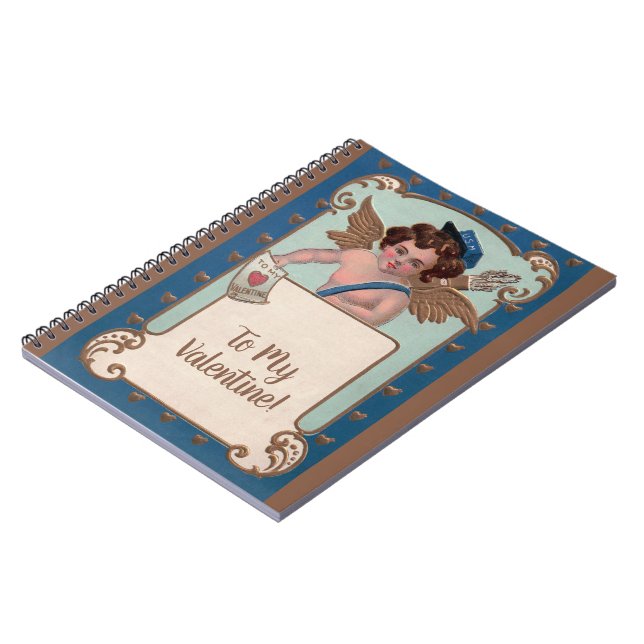 Carnet Saint-Valentin vintage, chérubin avec lettres d'am (Côté gauche)