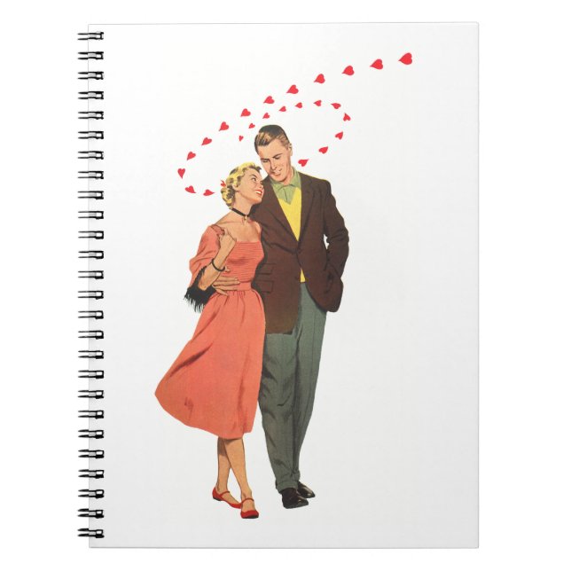 Carnet Saint-Valentin vintage, cœurs flottants romantique (Devant)